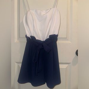 Women’s/Junior’s White and Navy Romper